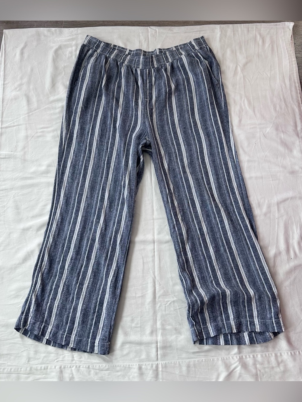 Briggs Linen Blend Wide Leg Striped Pants - Coastal Grandma Size XXL